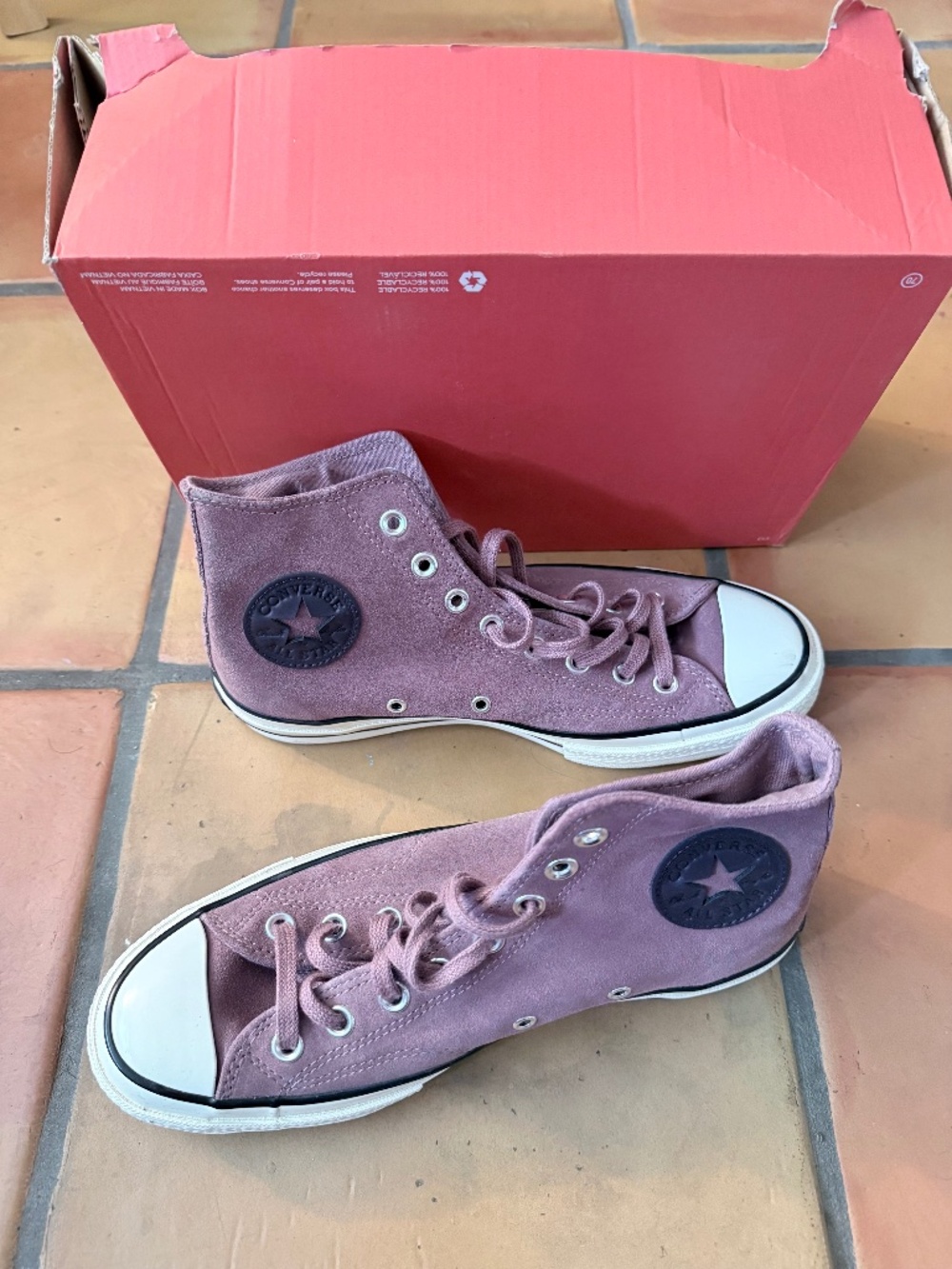 Converse Chuck 70 High Top Suede Sneakers Saddle Mauve Women’s 9